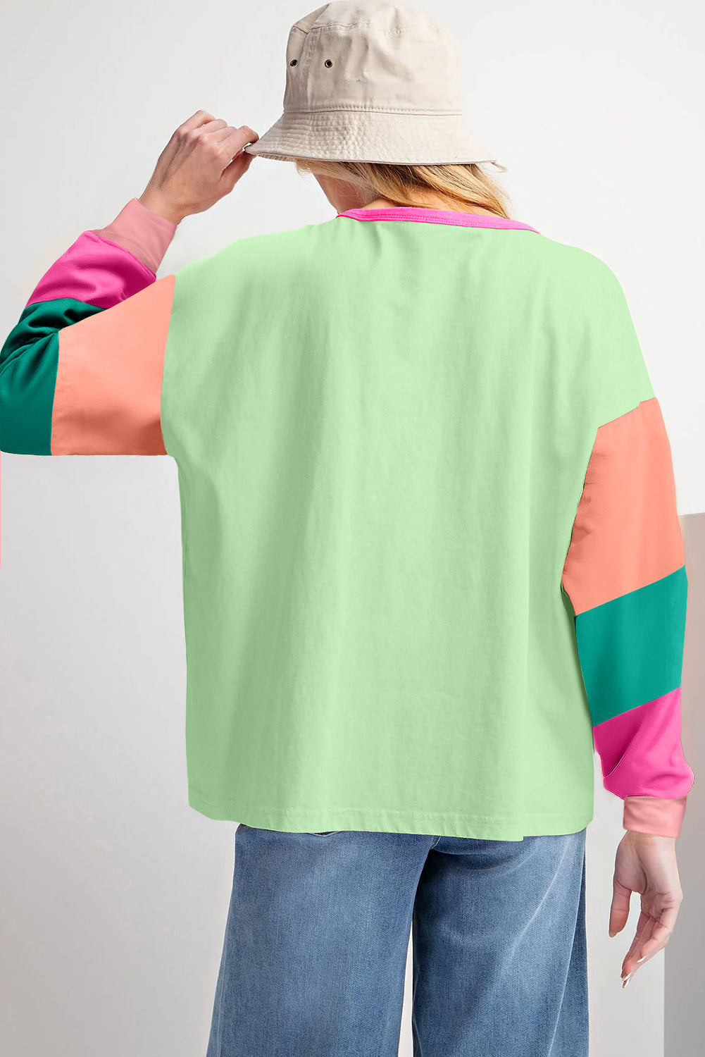 Green Color Block Long Sleeve