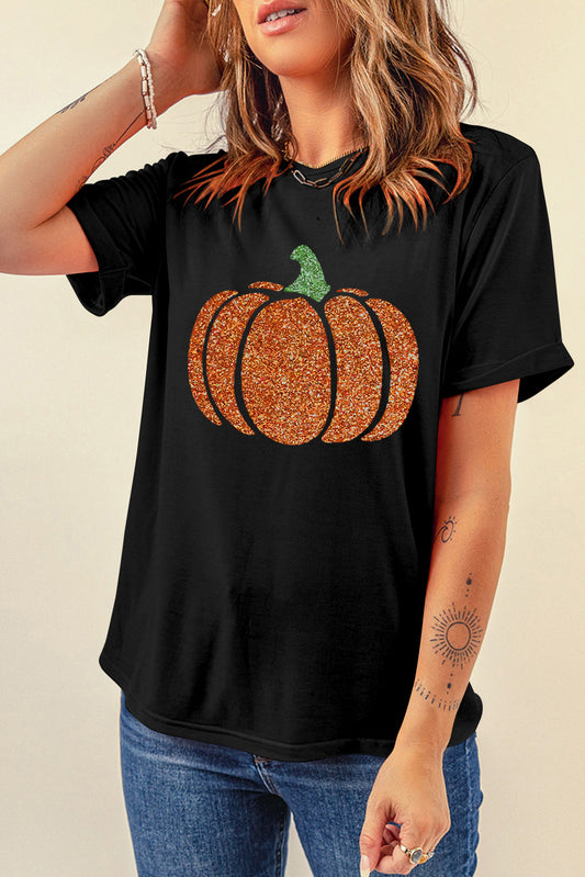 Black Glitter Pumpkin T-shirt