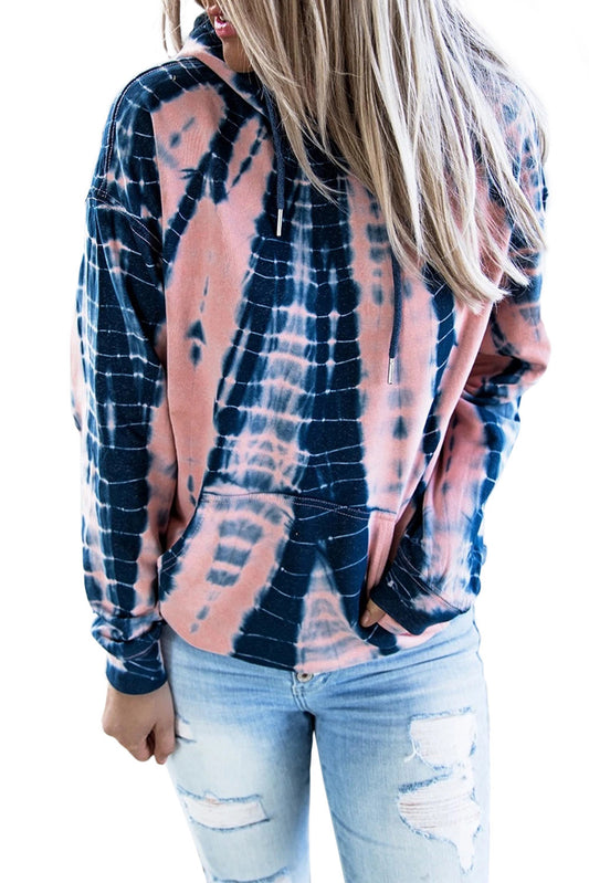 Pink Tie-Dye Print Pullover Hoodie