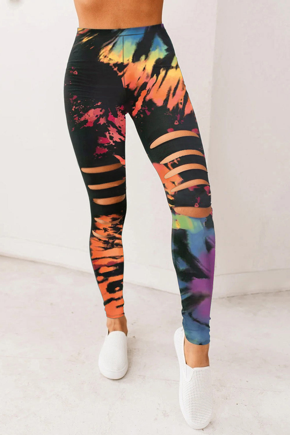 Multicolor Tie Dye Hollow Our Fitness Activewear Leggings