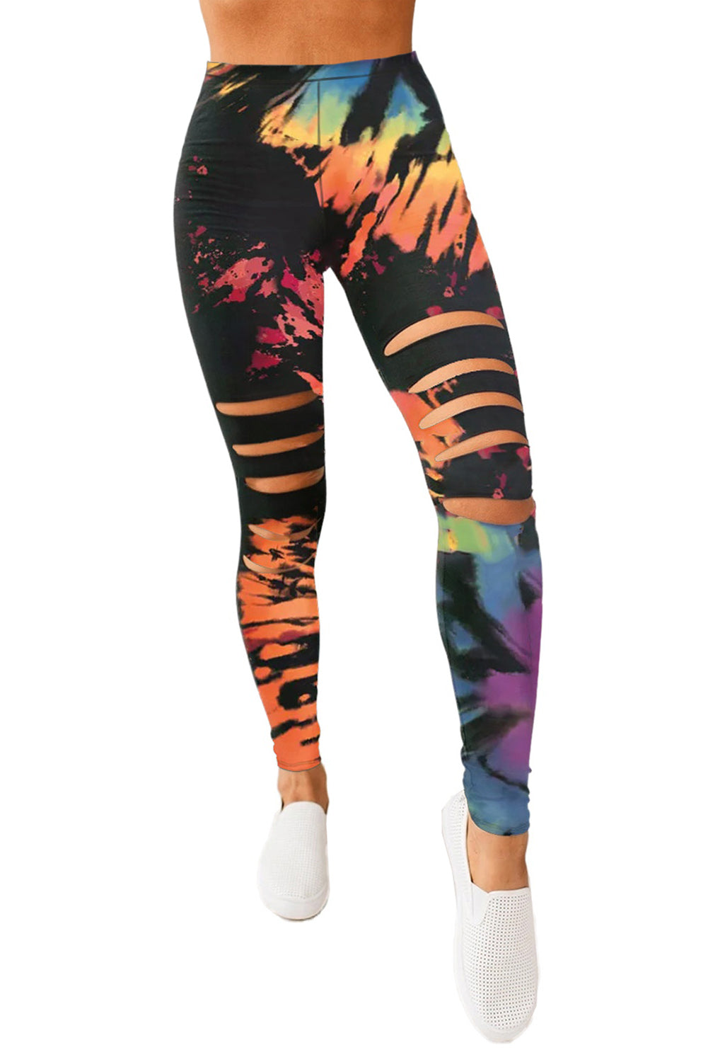 Multicolor Tie Dye Hollow Our Fitness Activewear Leggings