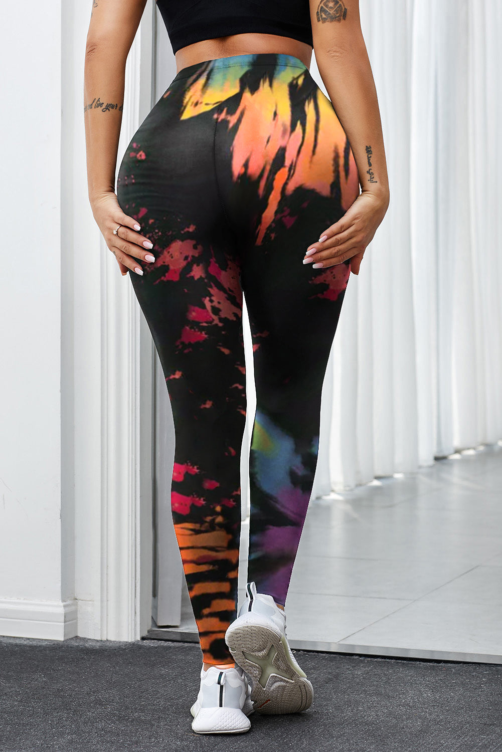 Multicolor Tie Dye Hollow Our Fitness Activewear Leggings