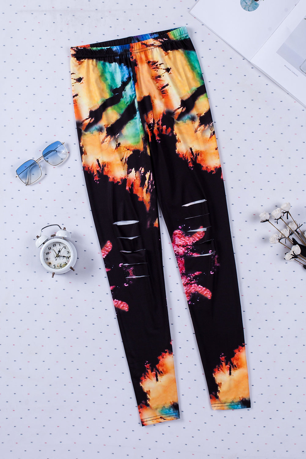 Multicolor Tie Dye Hollow Our Fitness Activewear Leggings